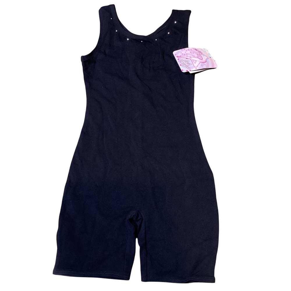 Just Imagine Black Tank Biketard‎ Leotard Dance Gymnastics Girl M(8/10) - NWT